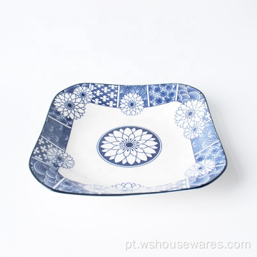 Qinghua porcelana Pad imprimindo tigela de 6 polegadas para ervas daninhas